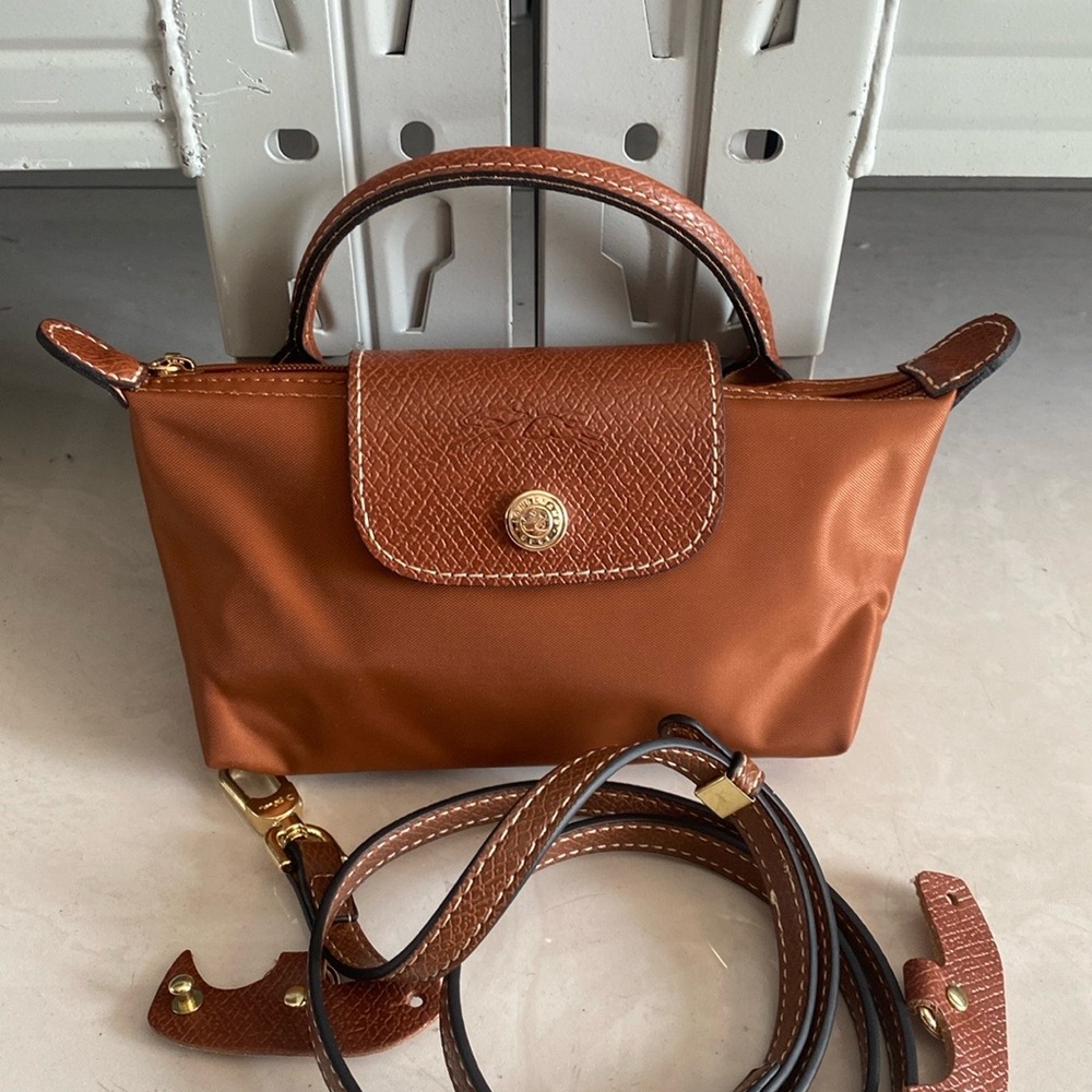 Longchamp Le Pliage Mini Canvas Tote in Brown